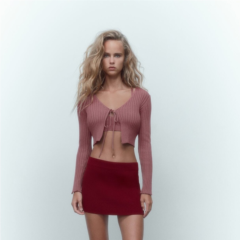 Zara Ribbed Knit Bralette and Cardigan